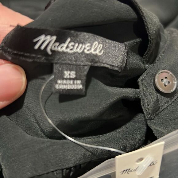 Madewell NT224 black long-Sleeve Button-Front Top size xs NWT - Picture 9 of 12